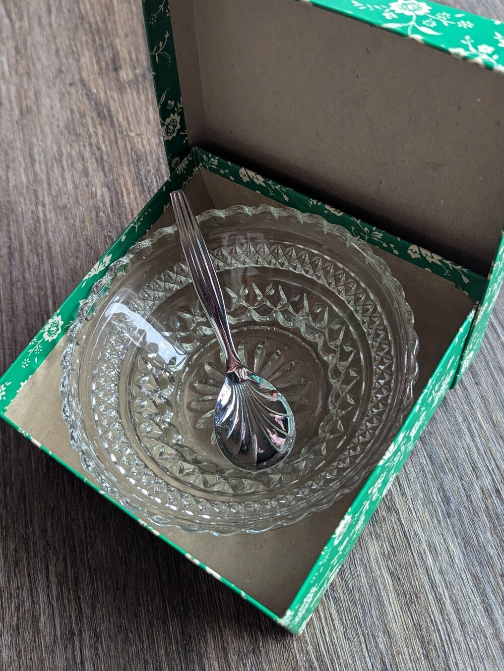 Clear Glass Serving Bowl with Silver Spoon - Elegant Tableware